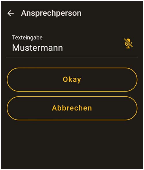 Eingabe der Zusatzinformation